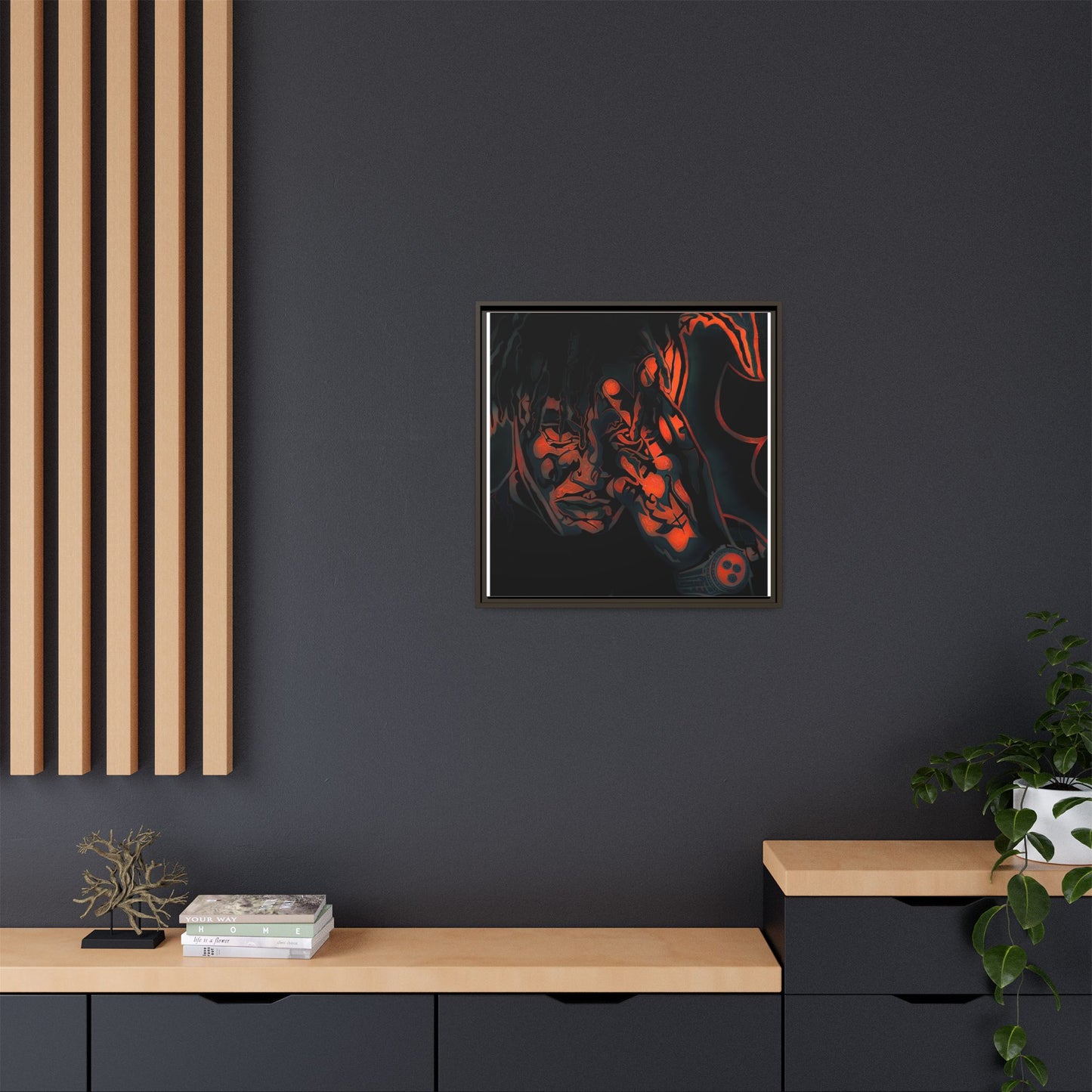 NsArt-J-Wrld. Custom Framed Art Print: Multi-Color Urban Expression, Wall Decor.