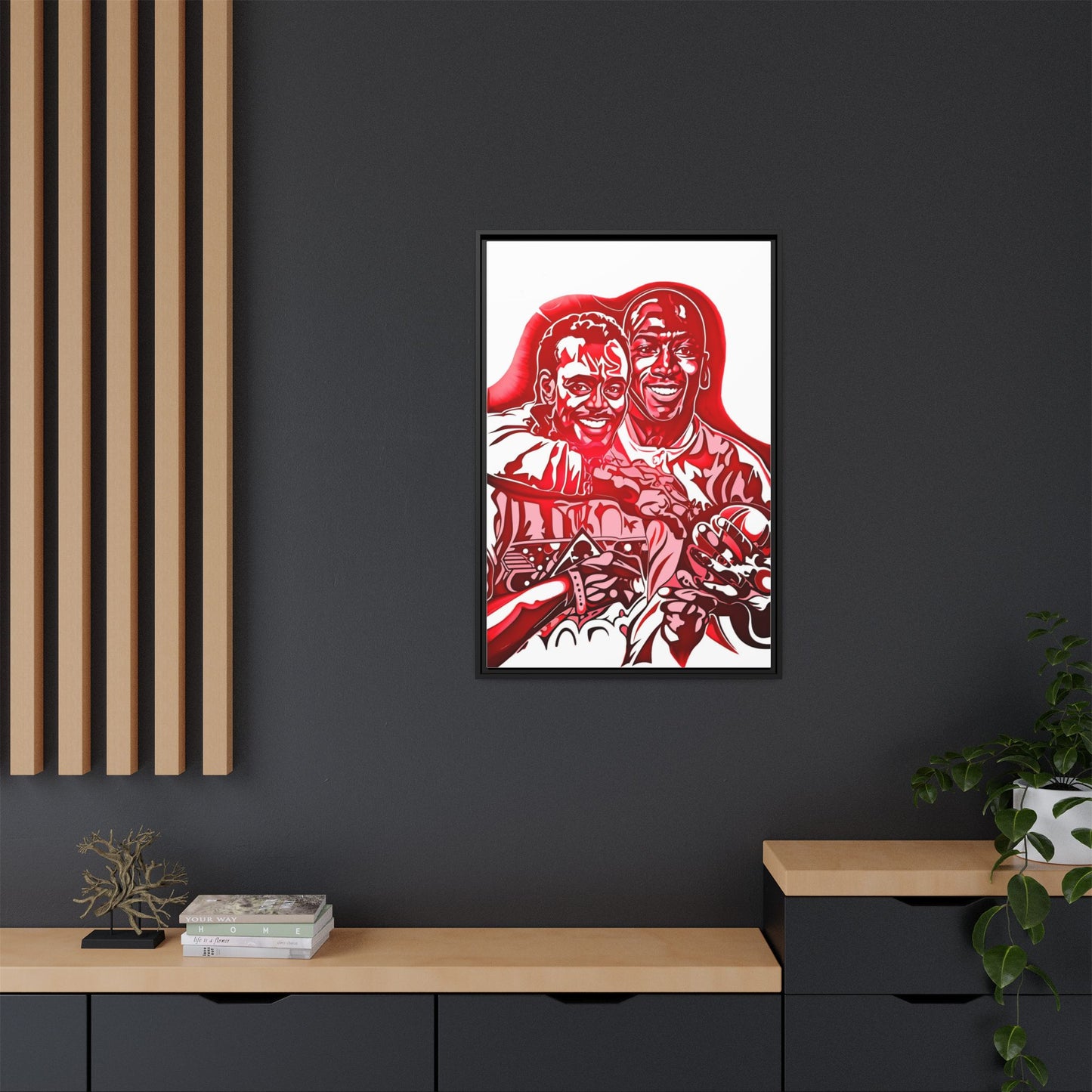 NsArt-Walter P and MJ. Custom Stylish Framed Canvas Wall Art, Basketball Decor, Urban Home Decor, Sports Wall Art, Gift for Sports Fans