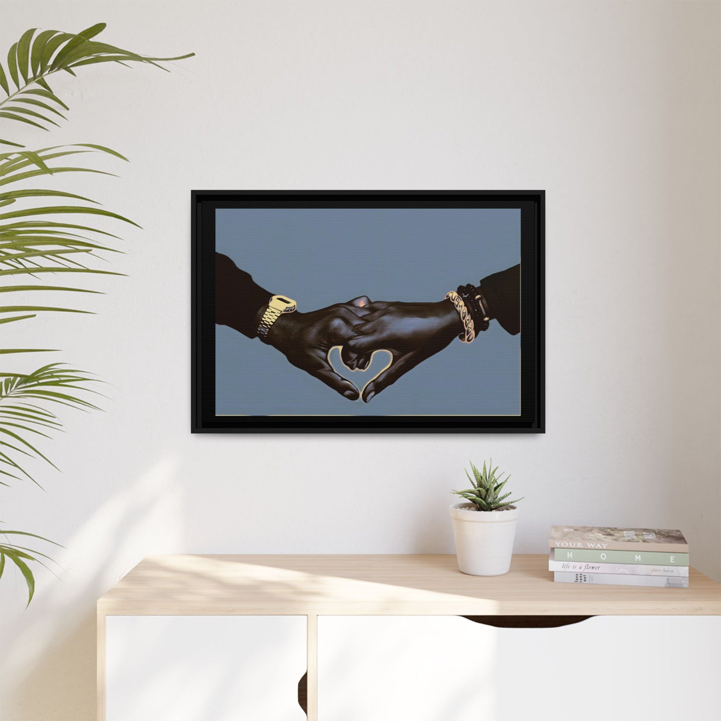 NsArt-BL. Custom Framed Matte Canvas Art Print: Love Hands, Relationship Decor, Wall Art, Gift for Couples, Home Decor Ideas, Friendship Art