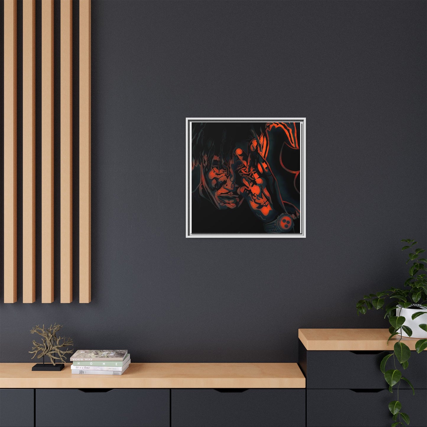 NsArt-J-Wrld. Custom Framed Art Print: Multi-Color Urban Expression, Wall Decor.