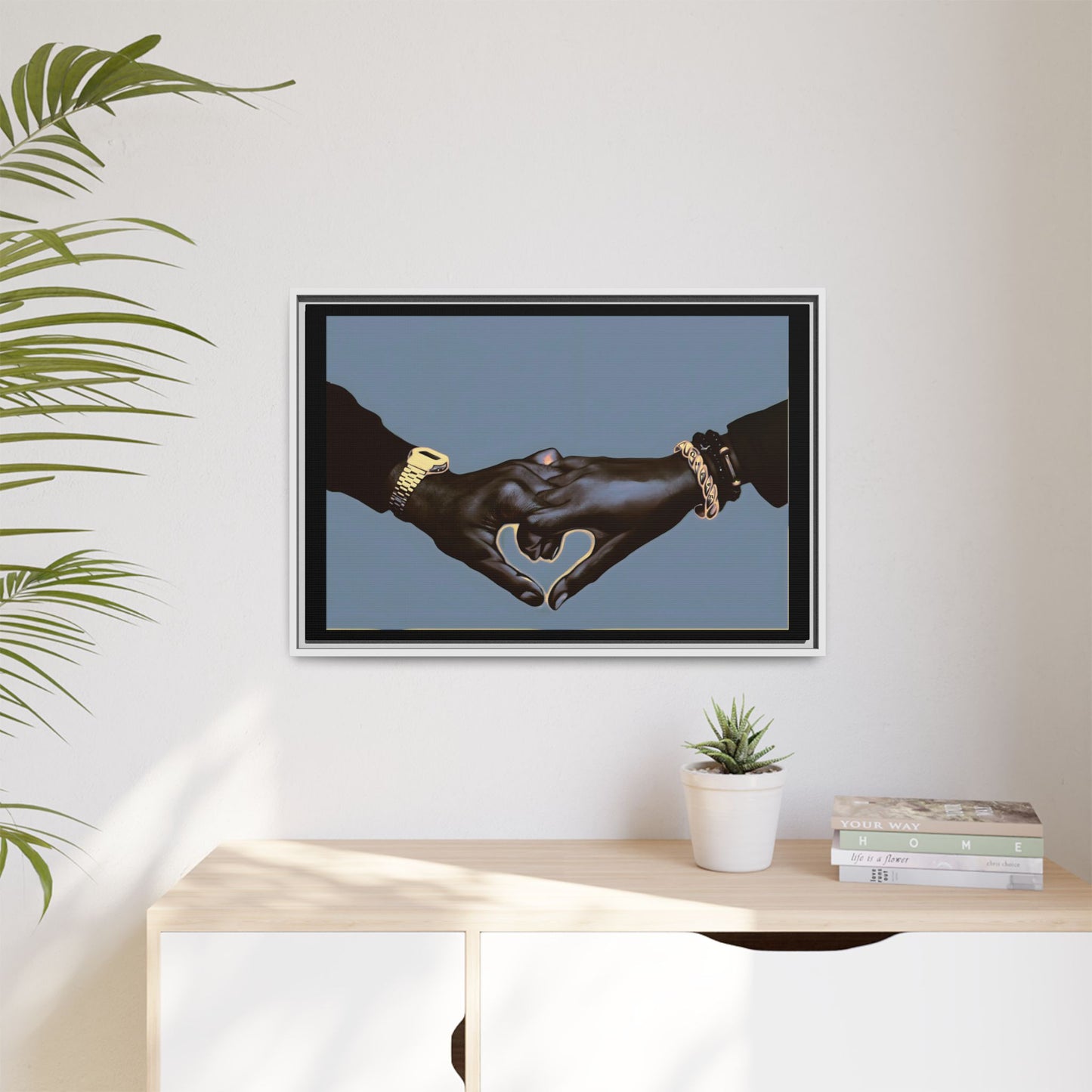 NsArt-BL. Custom Framed Matte Canvas Art Print: Love Hands, Relationship Decor, Wall Art, Gift for Couples, Home Decor Ideas, Friendship Art
