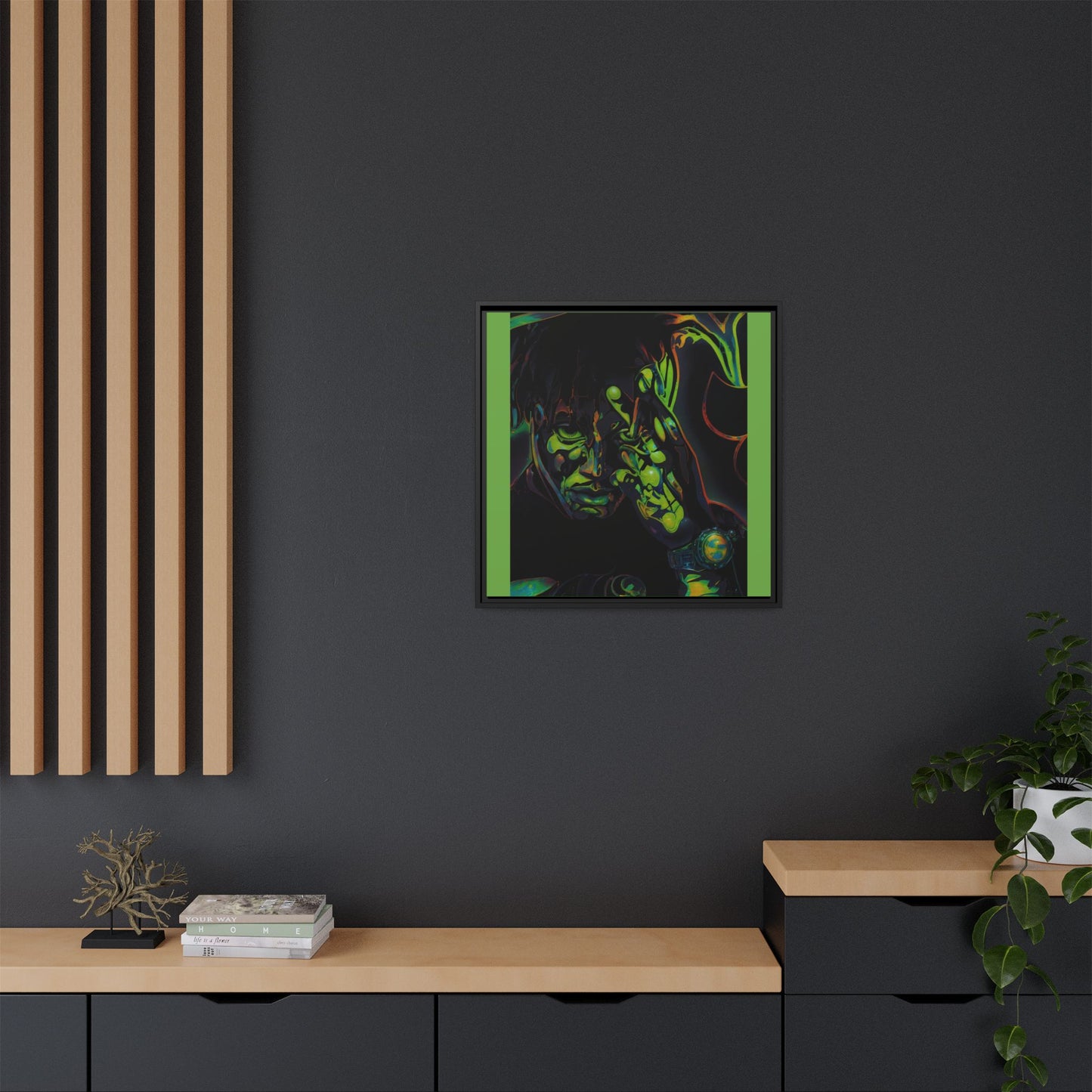NsArt-J-Wrld. Custom Framed Art Print: Multi-Color Urban Expression, Wall Decor.