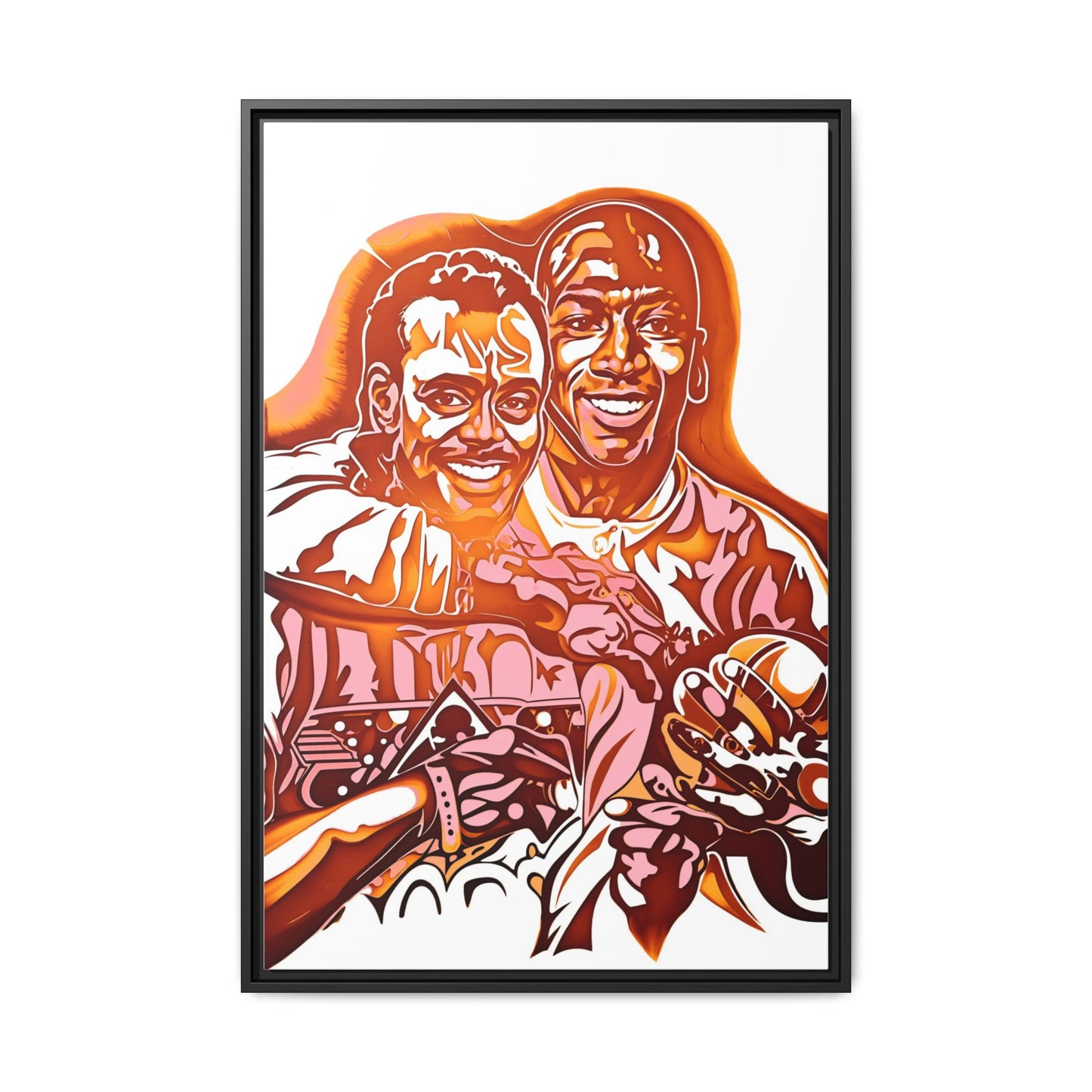 NsArt-Walter P and MJ. Custom Vibrant Framed Canvas Art - Nostalgic Sports Decor, Perfect for Game Day, Sports Fans, Birthday Gift