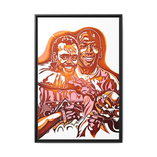 NsArt-Walter P and MJ. Custom Vibrant Framed Canvas Art - Nostalgic Sports Decor, Perfect for Game Day, Sports Fans, Birthday Gift