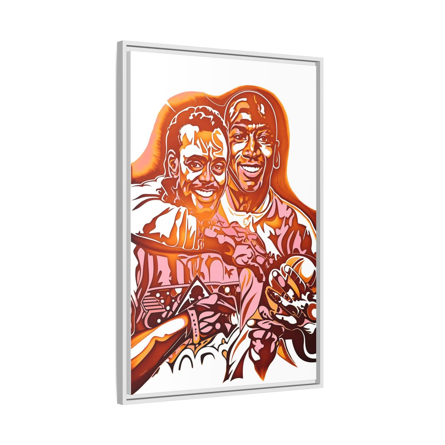 NsArt-Walter P and MJ. Custom Vibrant Framed Canvas Art - Nostalgic Sports Decor, Perfect for Game Day, Sports Fans, Birthday Gift