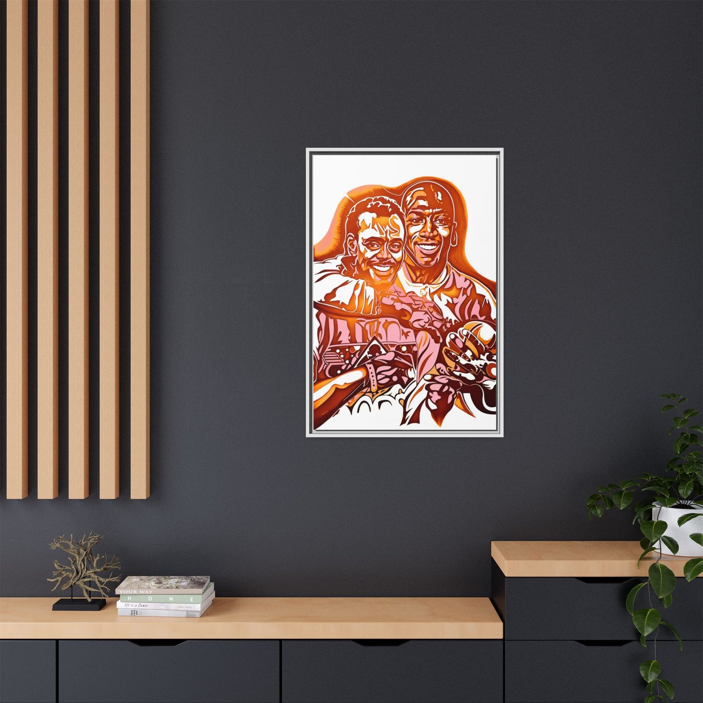 NsArt-Walter P and MJ. Custom Vibrant Framed Canvas Art - Nostalgic Sports Decor, Perfect for Game Day, Sports Fans, Birthday Gift