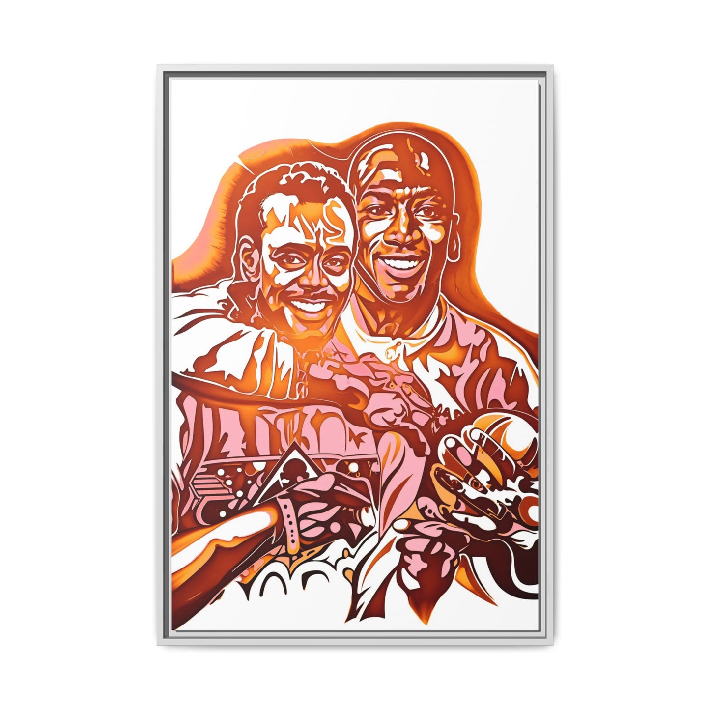 NsArt-Walter P and MJ. Custom Vibrant Framed Canvas Art - Nostalgic Sports Decor, Perfect for Game Day, Sports Fans, Birthday Gift