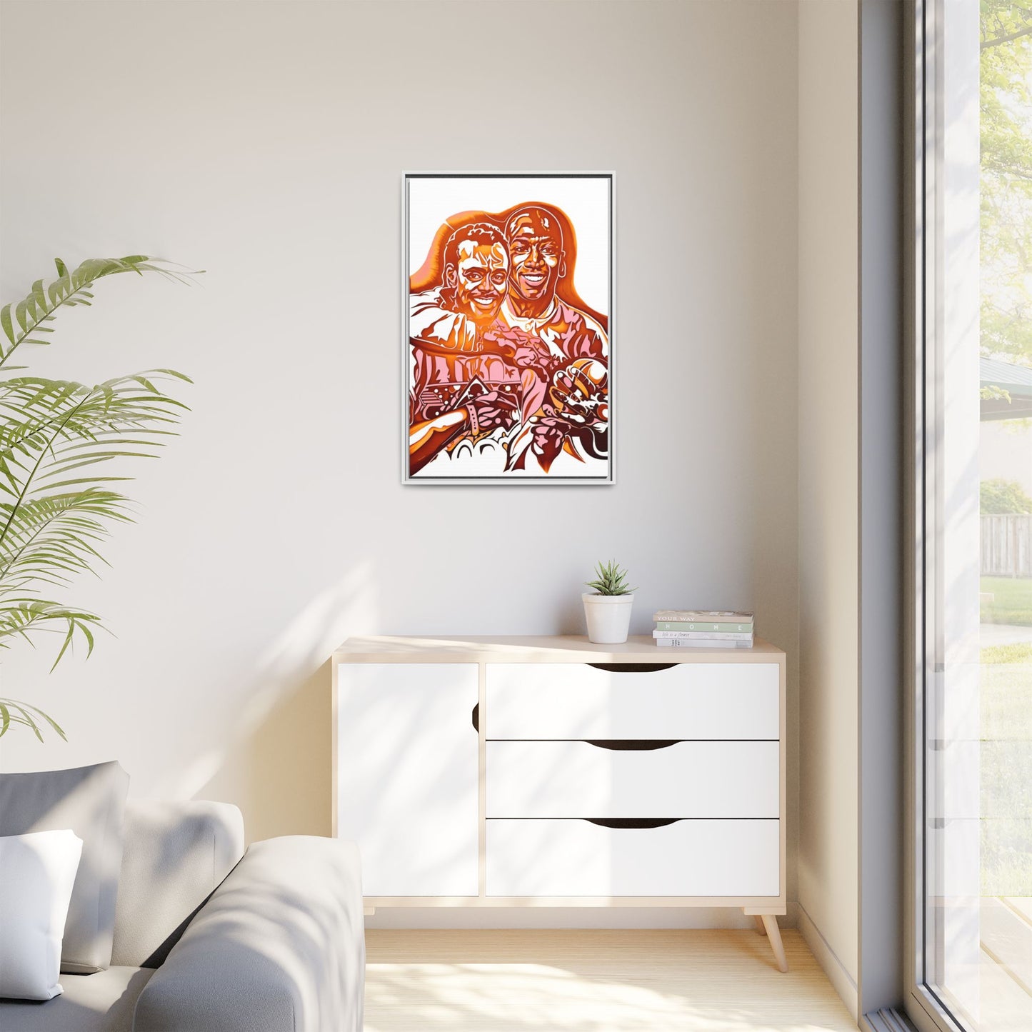 NsArt-Walter P and MJ. Custom Vibrant Framed Canvas Art - Nostalgic Sports Decor, Perfect for Game Day, Sports Fans, Birthday Gift