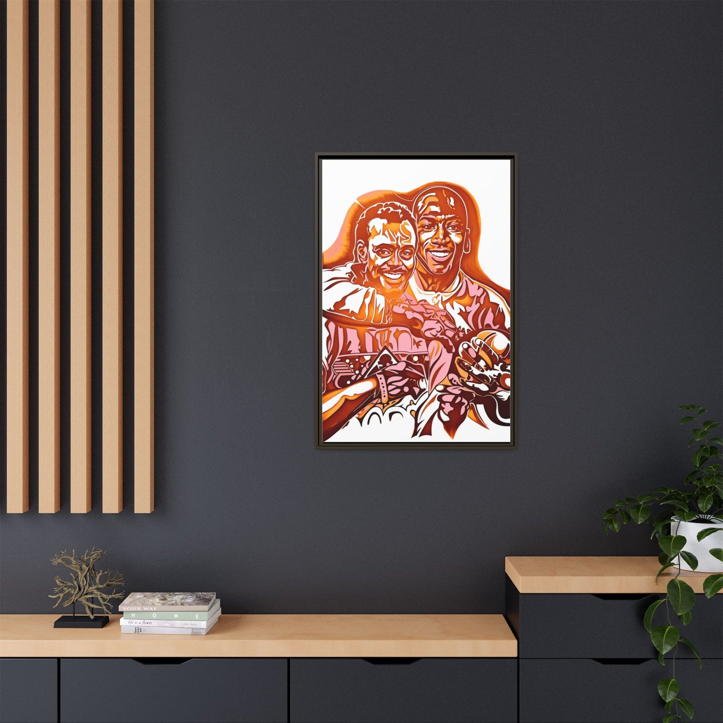 NsArt-Walter P and MJ. Custom Vibrant Framed Canvas Art - Nostalgic Sports Decor, Perfect for Game Day, Sports Fans, Birthday Gift