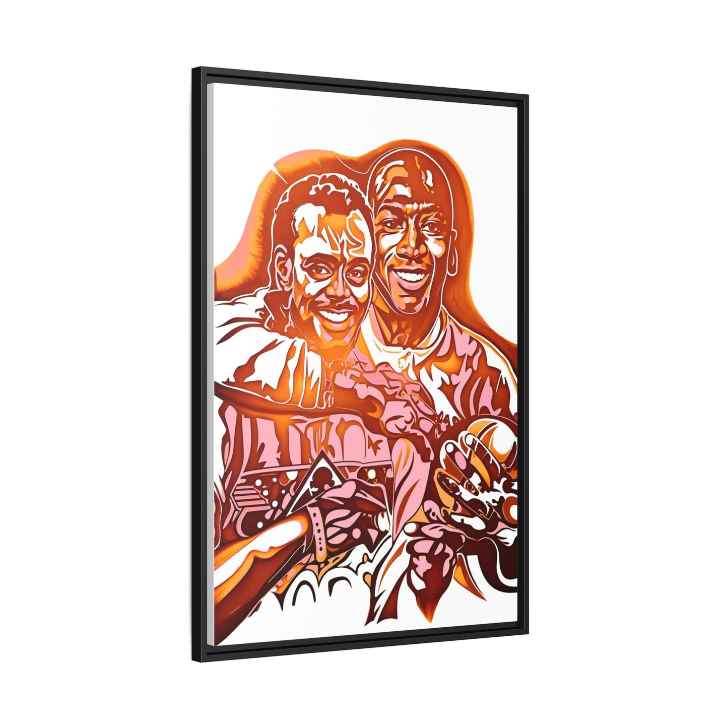 NsArt-Walter P and MJ. Custom Vibrant Framed Canvas Art - Nostalgic Sports Decor, Perfect for Game Day, Sports Fans, Birthday Gift