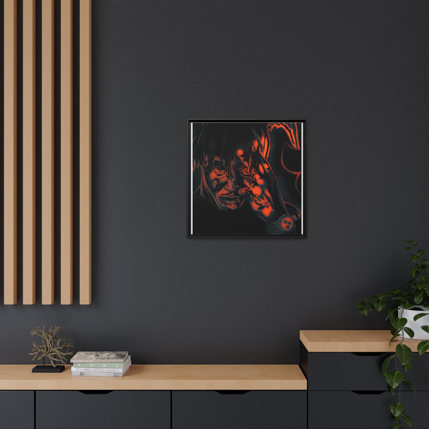 NsArt-J-Wrld. Custom Framed Art Print: Multi-Color Urban Expression, Wall Decor.
