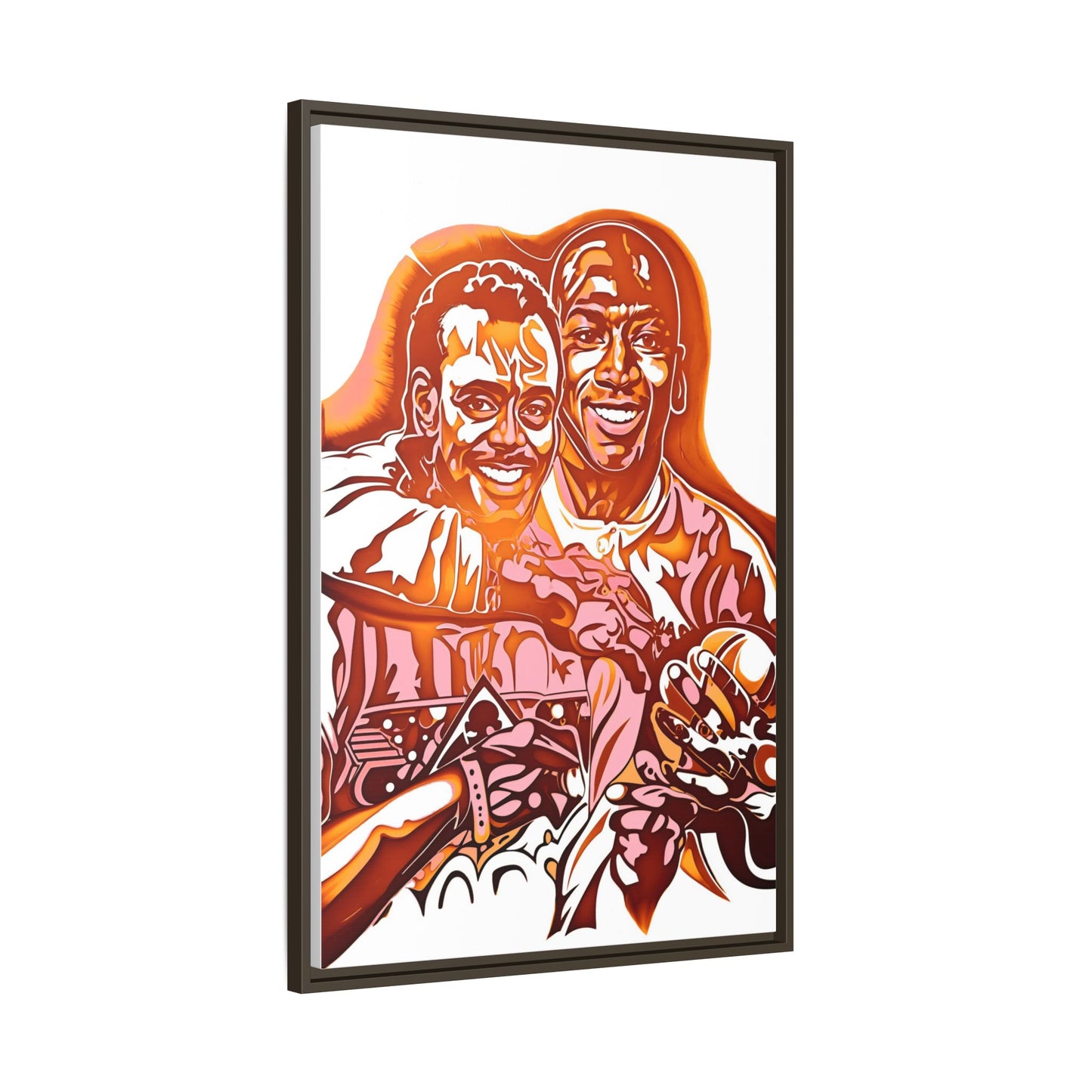 NsArt-Walter P and MJ. Custom Vibrant Framed Canvas Art - Nostalgic Sports Decor, Perfect for Game Day, Sports Fans, Birthday Gift