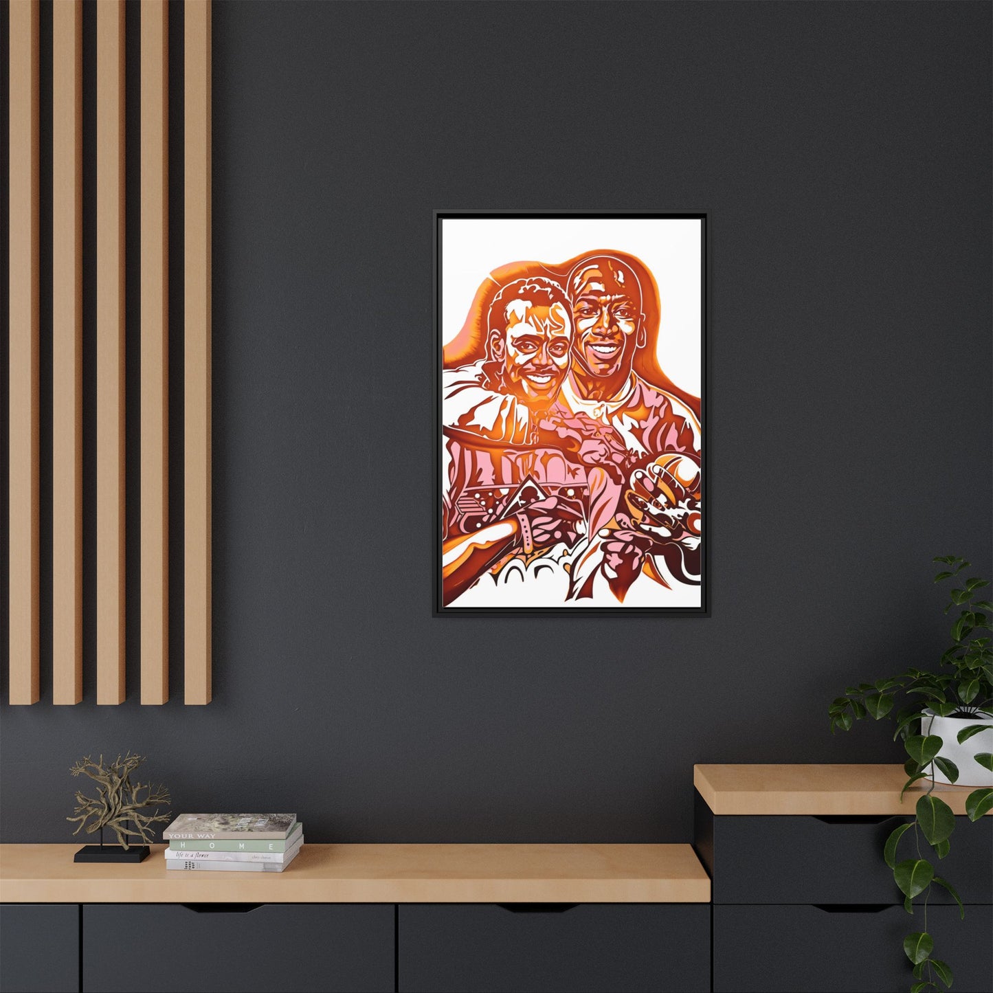 NsArt-Walter P and MJ. Custom Vibrant Framed Canvas Art - Nostalgic Sports Decor, Perfect for Game Day, Sports Fans, Birthday Gift